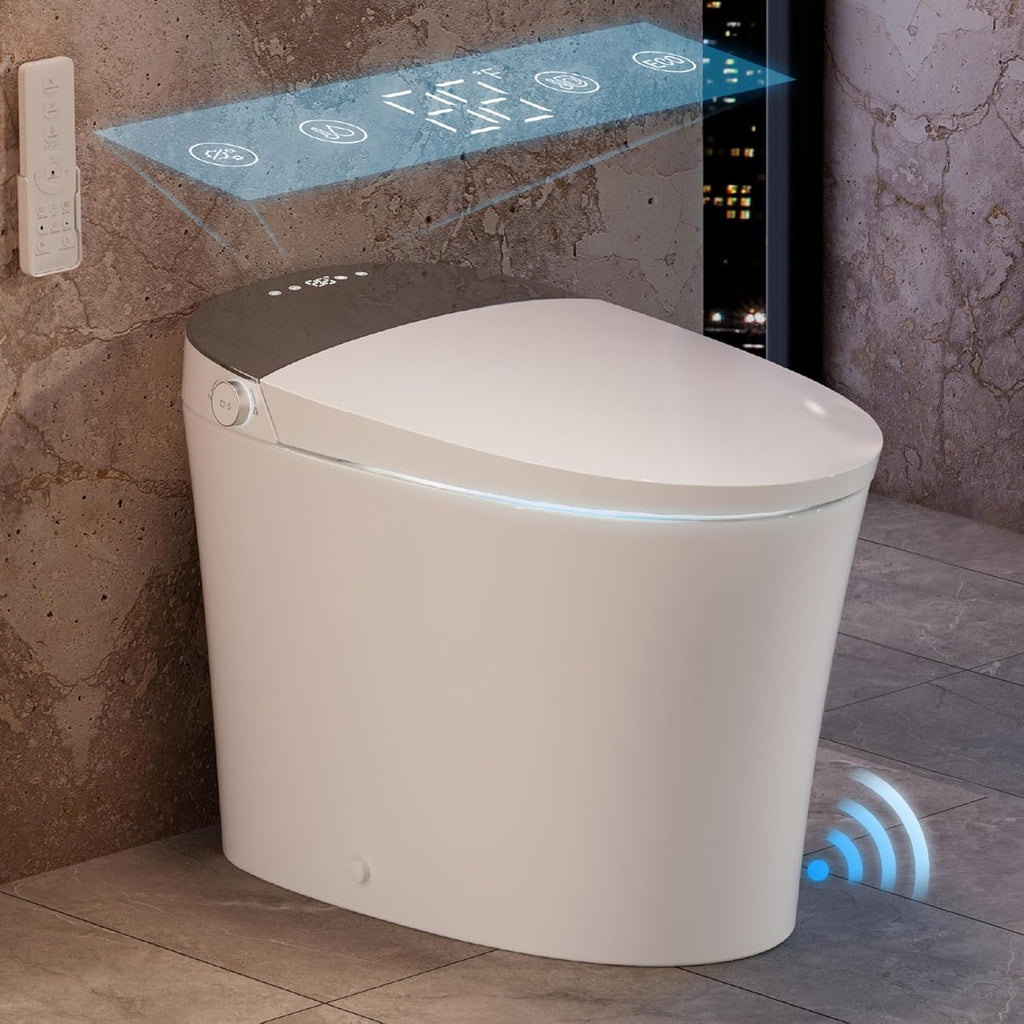 Smart Toilet with Built-In Bidet, Powerful Dual Flush, 12-Inch Rough-In, ADA Comfort Height, Auto Open and Close, Heated Seat, Night Light