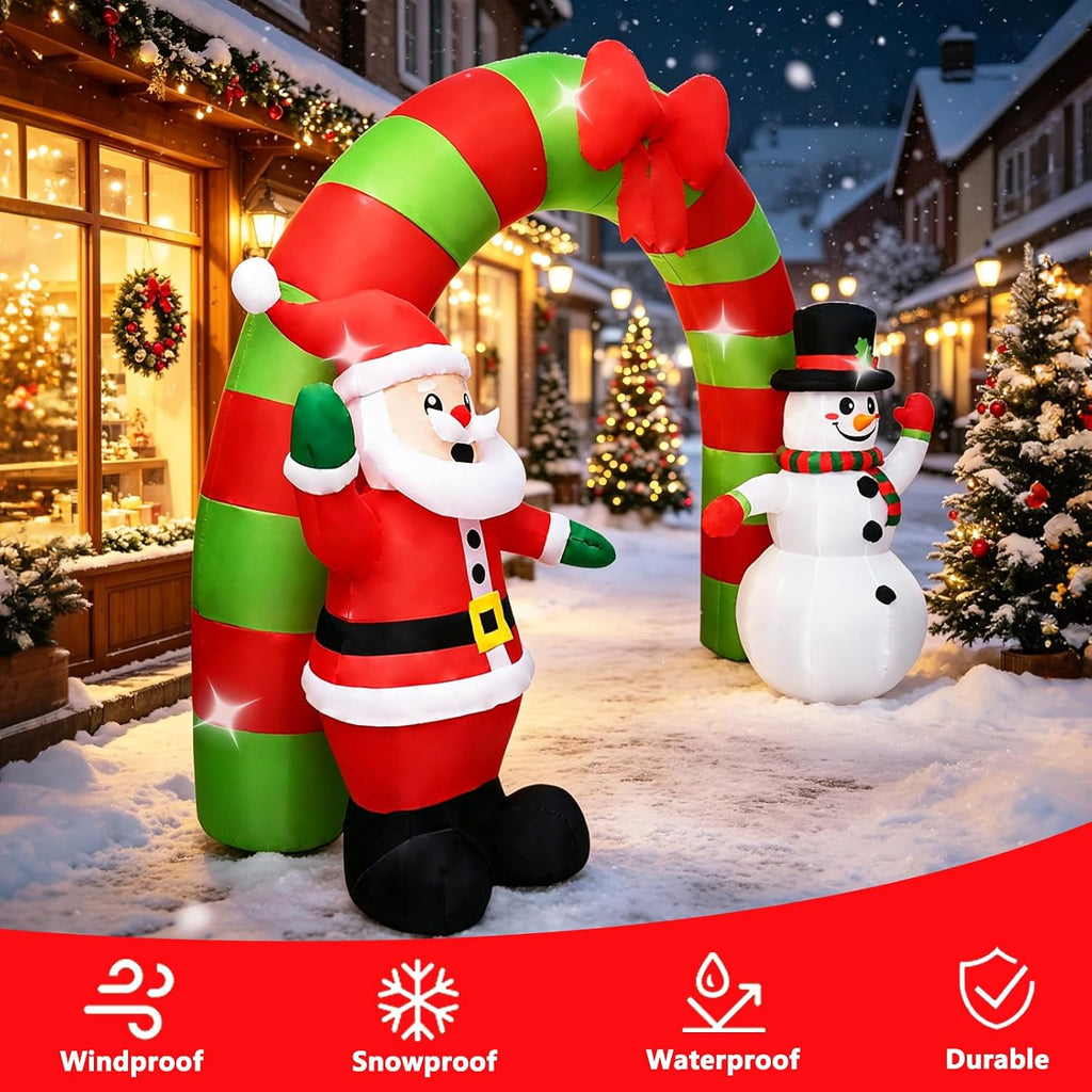 10 FT Christmas Inflatables Archway Outdoor Decorations Santa Snowman Arch