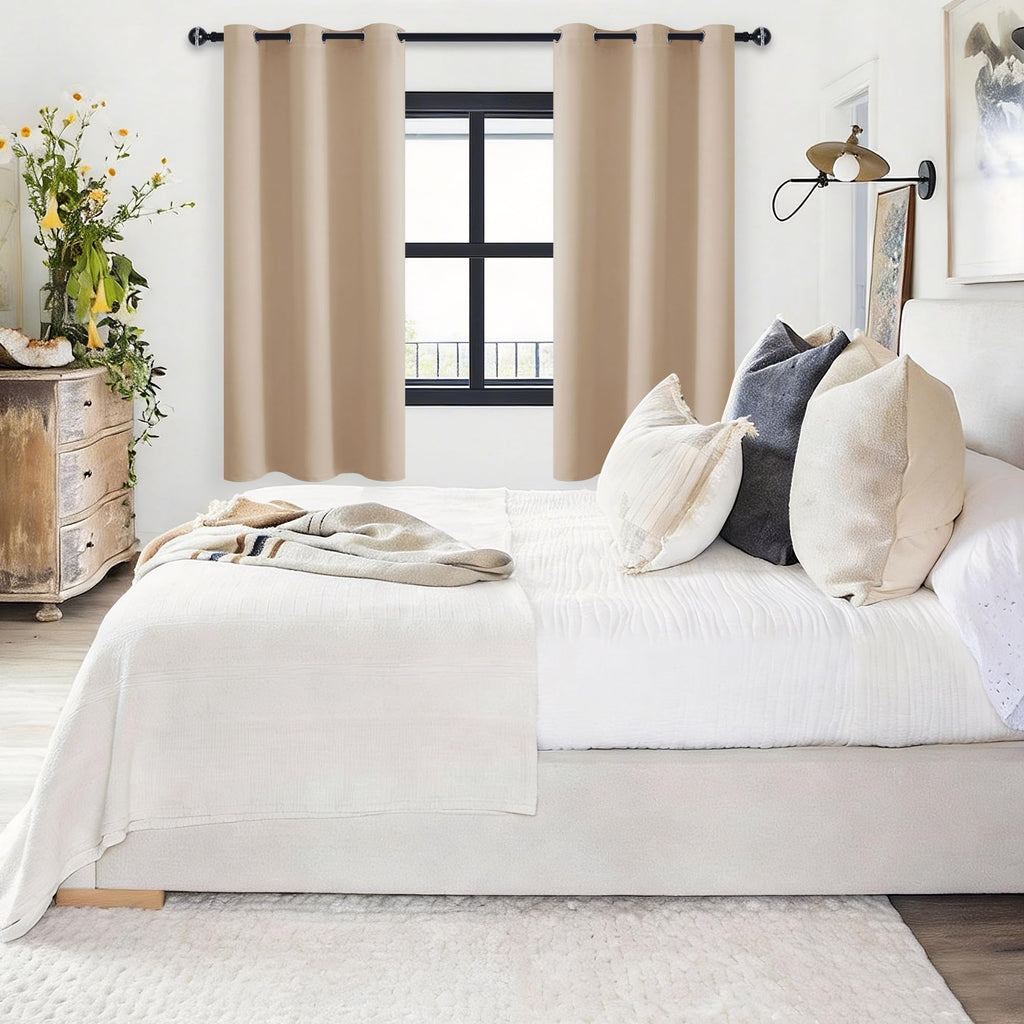 Blackout Window Curtain Panels, Set of 2, Beige, 42 x 72 Inch