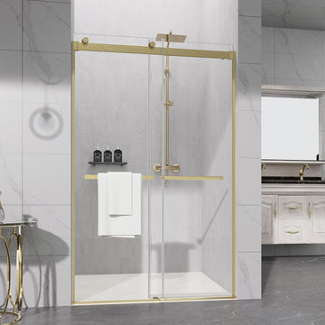 Shower Door 48"×76", Double Sliding Shower Door, Frameless Shower Door with Tempered Glass