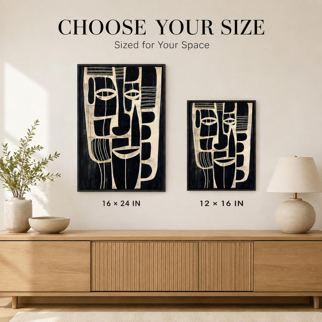 Framed Boho Abstract Face Canvas Wall Art, 12x16 inch