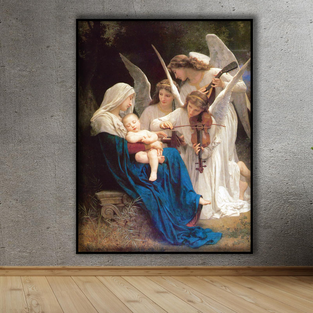 William Adolphe Bouguereau Art Prints - Virgin and Angel Poster - Virgin Mary Angels Choir Wall Art Canvas
