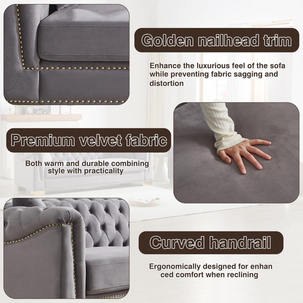 6 Seat Chesterfield Sofa, Upholstered 3+3 Seat Couch