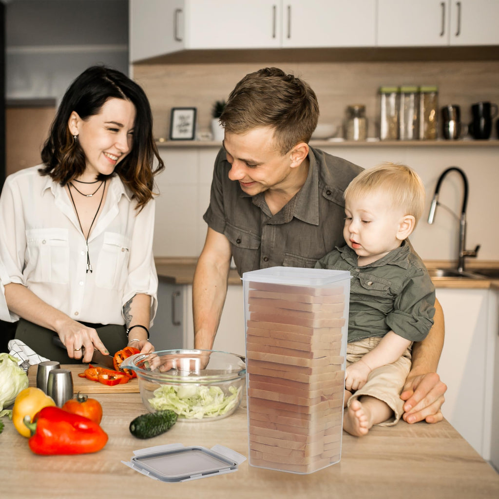 2 Pack, Plastic Bread Container, Bread Storage Counter, Bread Keeper with Airtight Lid, Tall Bread Saver, Sandwich