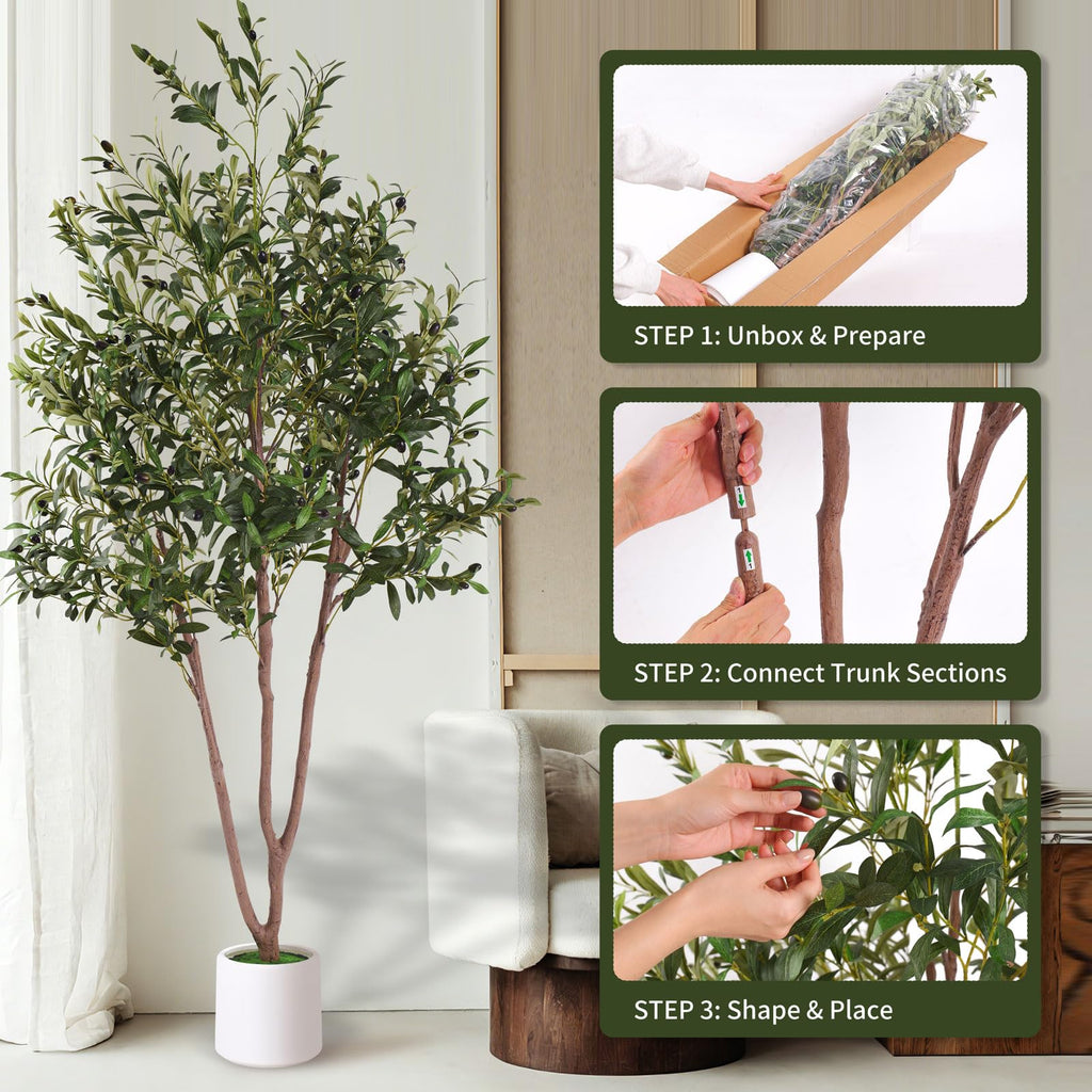 6FT Olive Tree Artificial Indoor Plant, Fake Olive Tree, Lifelike Moss Potted