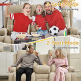 Power Loveseat Recliner Sofa with Flip-Up Backrest Console, Bluetooth Speakers, Drawer, AC Outlet, LED Light