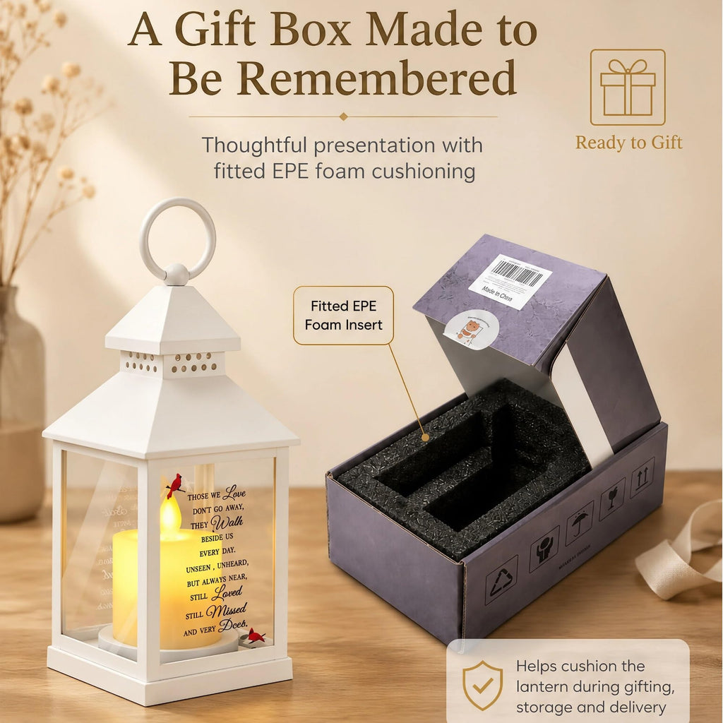 Memorial Lantern, Sympathy Gifts for Loss of Loved One/ Mom/ Dad (White)