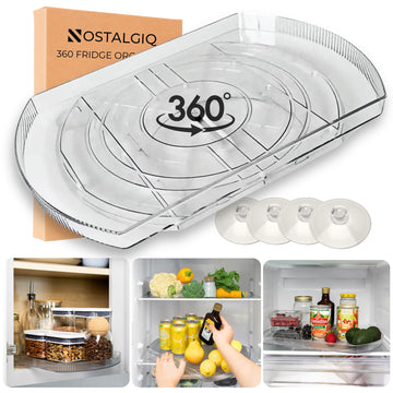 Rotating Lazy Susan for Refrigerator - Square Lazy Susan - Refrigerator Lazy Susan Organizer - Rotating Fridge
