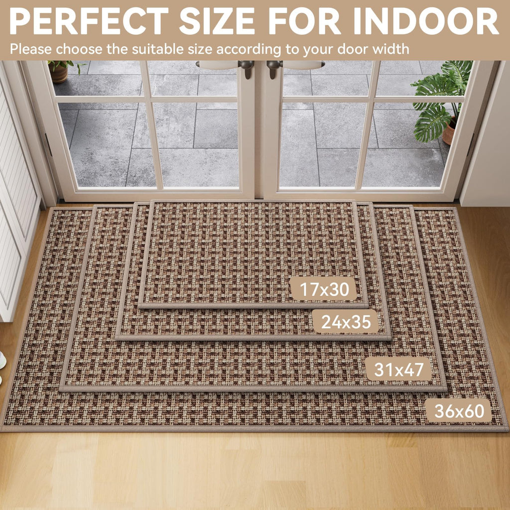 Front Door Mat Indoor Non Slip Entry Mat Extra Large Brown 36"x60"