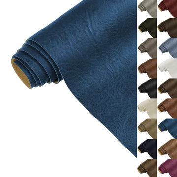 Faux Leather 1.0mm Upholstery Fabric by the Yard 55x36 Inch Ocean Blue