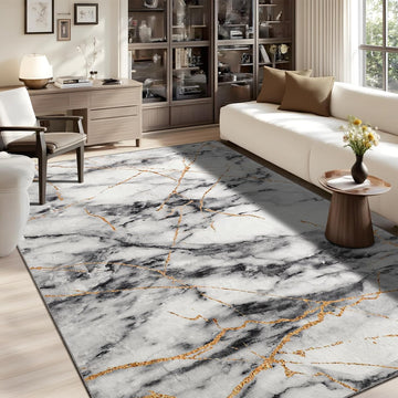 6x9 Living Room Rug Washable Abstract Rugs with Non-Slip Backing Low Pile Area Rug for Living Room, Bedroom, Dining Room
