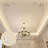 4-Pack PU Ceiling Molding Kit, 14x14 Inch French Style Corners, Decorative Wall Panels with Flowers Pattern for Accent