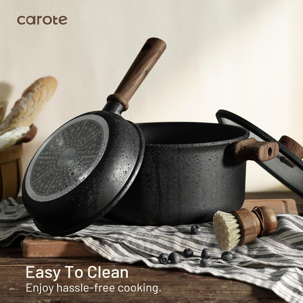16pcs Pots and Pans Set, Nonstick Cookware Sets | Titanium Reinforced Coating, Scratch-Resistant, Easy to Clean, Even