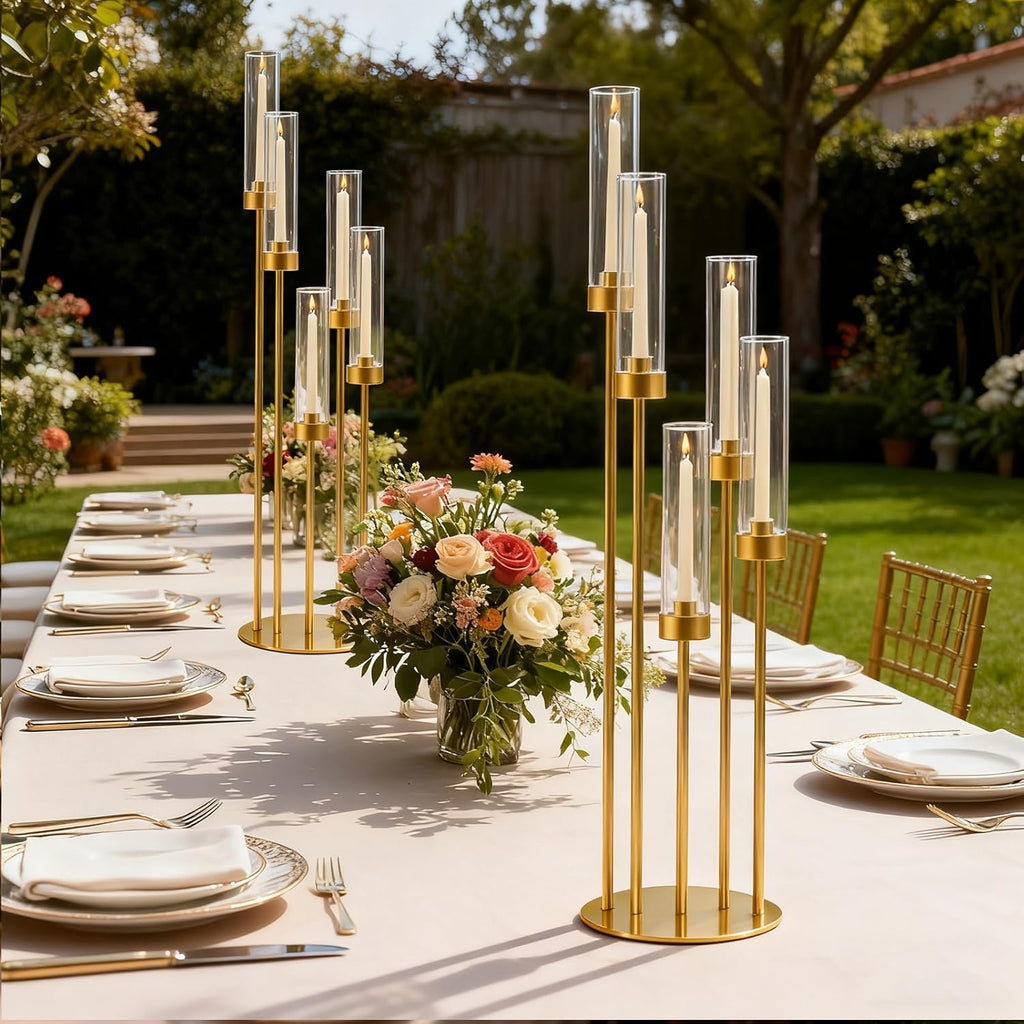 35in 10 Set Gold Candelabra Candle Centerpieces for Tables Candlesticks Holder Wedding Centerpieces Table Decorations