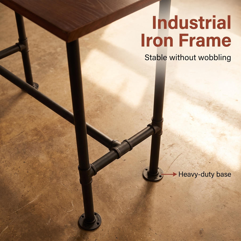 Industrial 41.3inch Height Bar Table Vintage Pipe Design Bistro Table Rustic Kitchen Dining Breakfast Desk Farmhouse