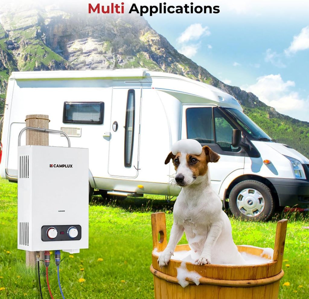 Pro 6L Portable Tankless Water Heater, Mini Sized Outdoor Propane Gas Water Heater with Portable Handle