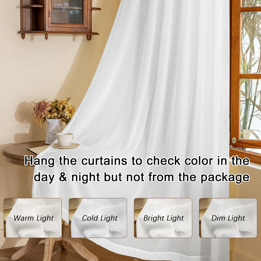 White Pinch Pleat Curtains 144 Inches Long 12ft Tall Extra Long Sheer Curtains for Living Room Soft Touch Light
