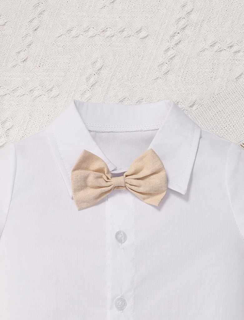 Toddler Baby Boys Formal Suit Set with Dress Shirt + Bowtie + Vest + Pants Piece Gentleman Wedding Tuxedo Outfits