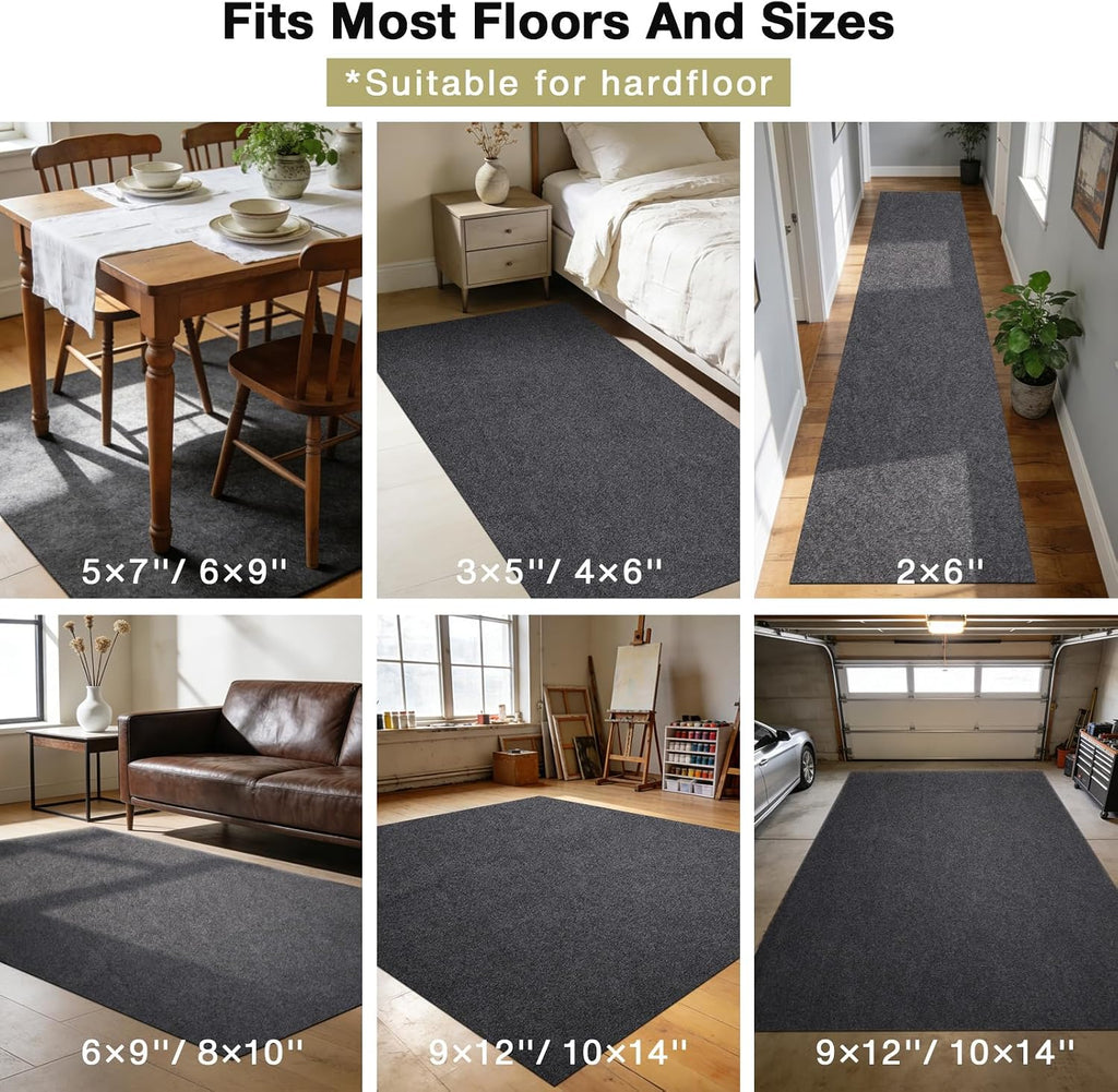 Rug Pad 5x7 Non Slip for Hardwood Floors, 1/8" Extra Thick Waterproof Felt Carpet Pad, Low Profile Underlay for Area