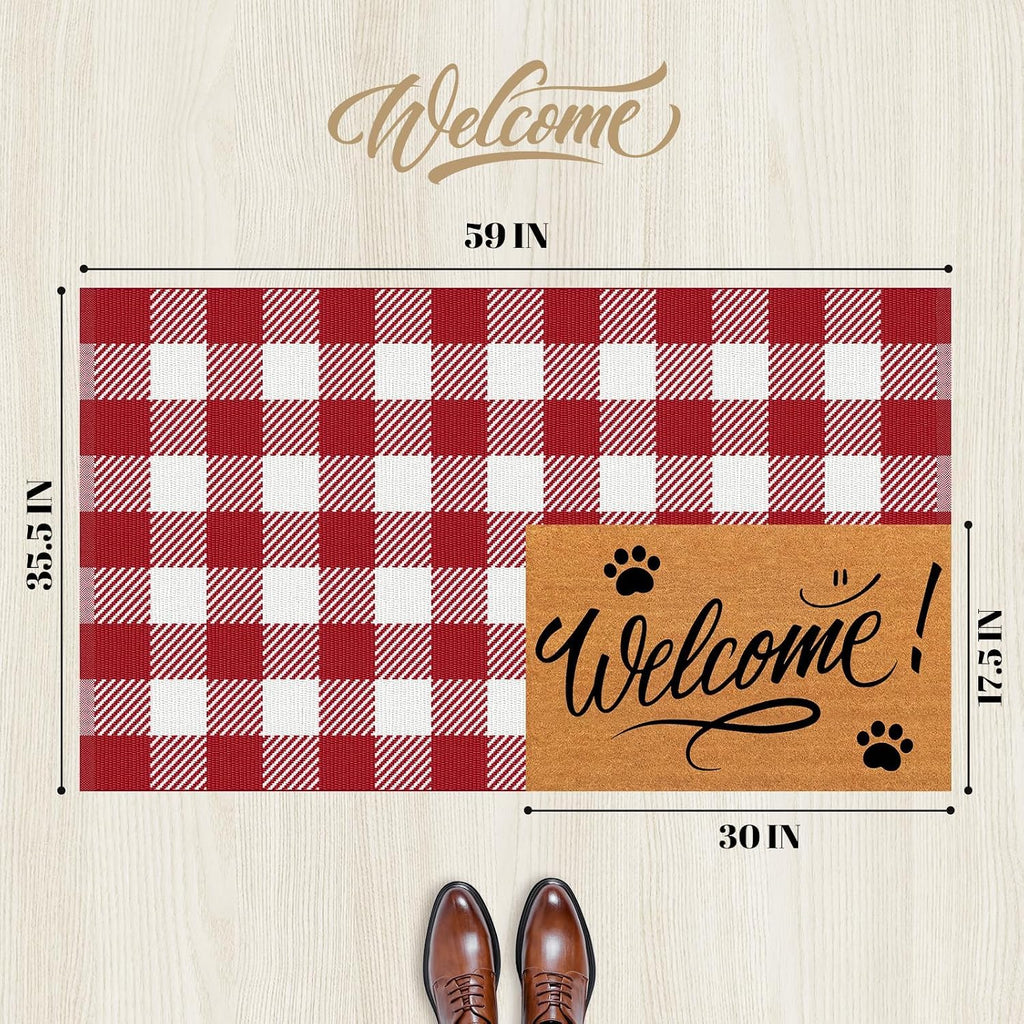 Outdoor Rugs, Red and White Area Rug Checkered
