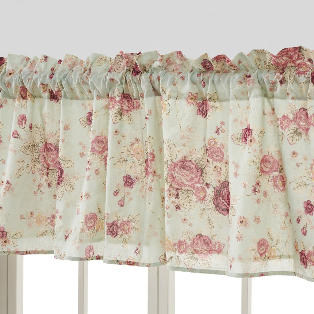 Antique Rose 100% Cotton Window Treatment, Valance, Blue