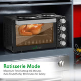 Kitchen 30 Quarts Kitchen Convection Oven - 1400 Watt Countertop, Rotisserie Roaster Grill, Top Rack, Dual Hot Plates