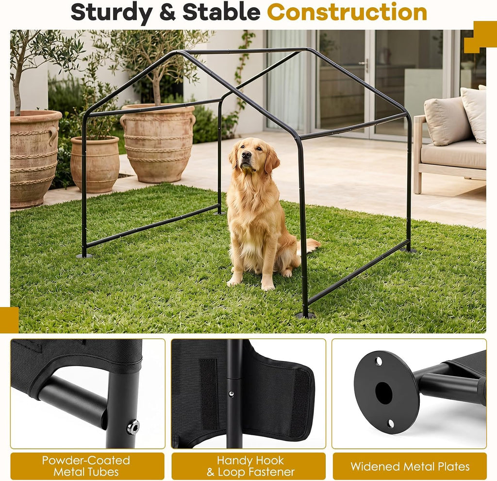 Outdoor Dog Shade Shelter with Waterproof Canopy, 4.2'x3.9'x3.5'