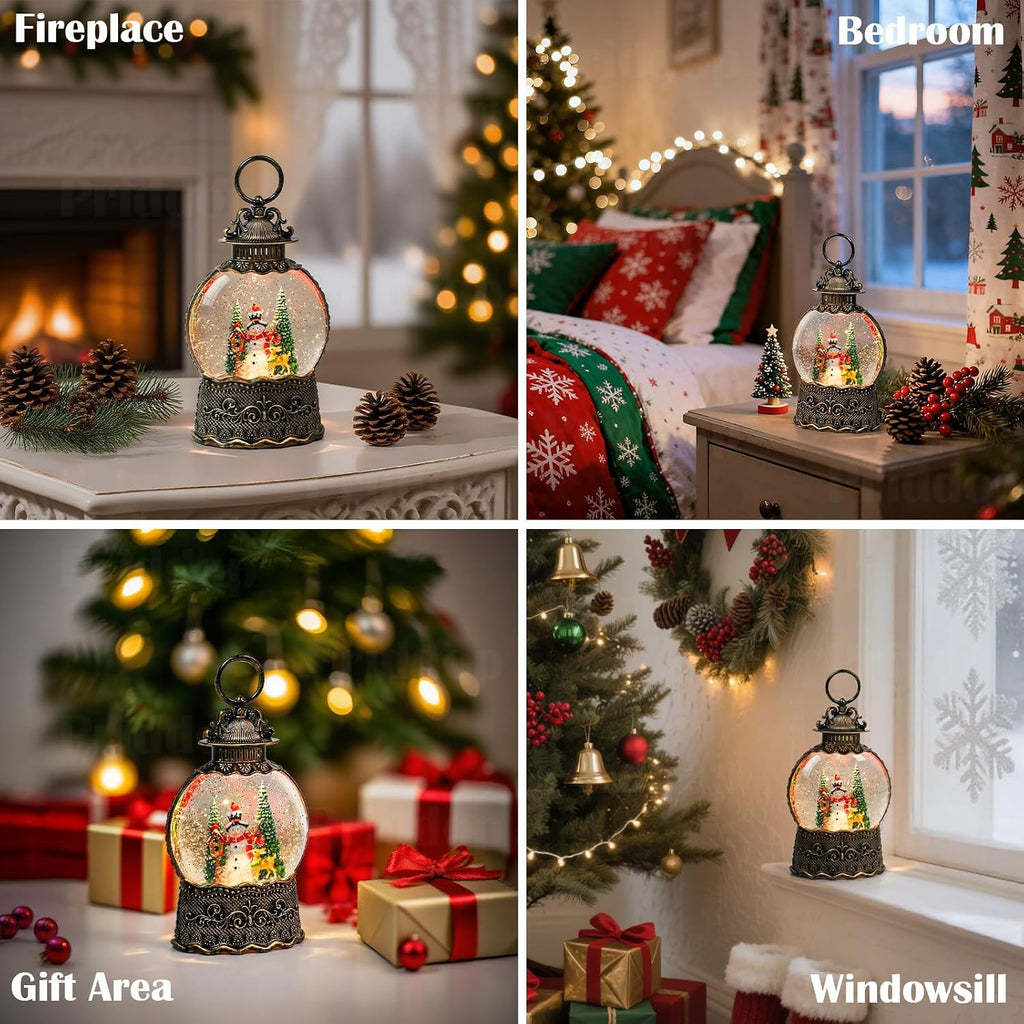 Snowman Snow Globe Christmas Decorations Indoor Deer Cardinal Snowman Gifts Classic Relief Texture Musical Glitter