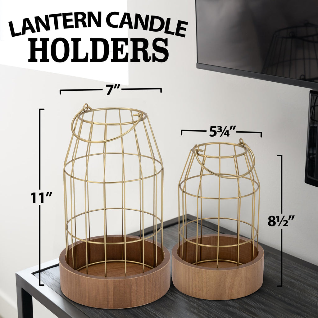 Rustic Farmhouse Lantern Decor Set of 2 - Stylish Decorative Lanterns