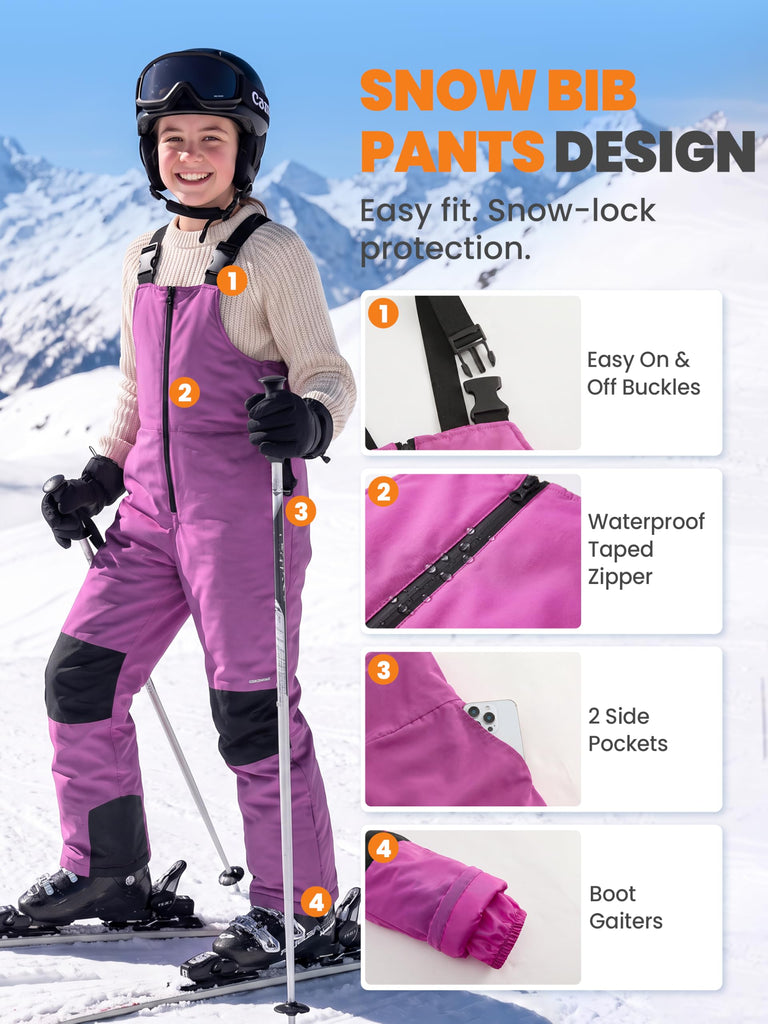 Piece Kids Snowsuit, Waterproof Ski Jacket & Bib Pants