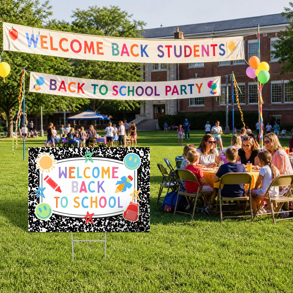 Back to School Yard Sign 31.5×22 Inch Large Welcome Back to School Lawn Sign with Stakes First Day of School Party