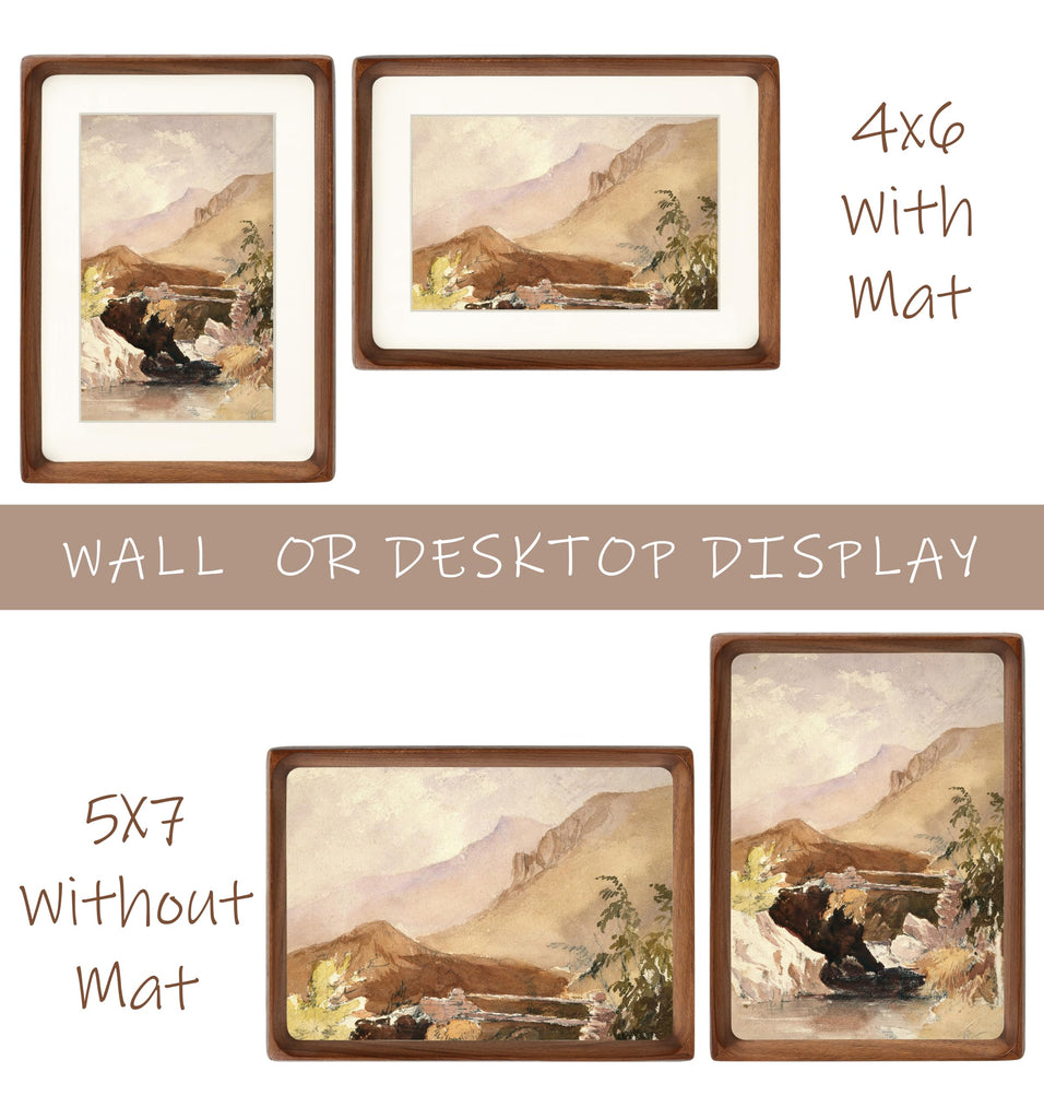 5x7 Picture Frame with Mat for 4x6, Natural Walnut Wood Handcrafted Rounded Corner with Real Glass, Vertical or