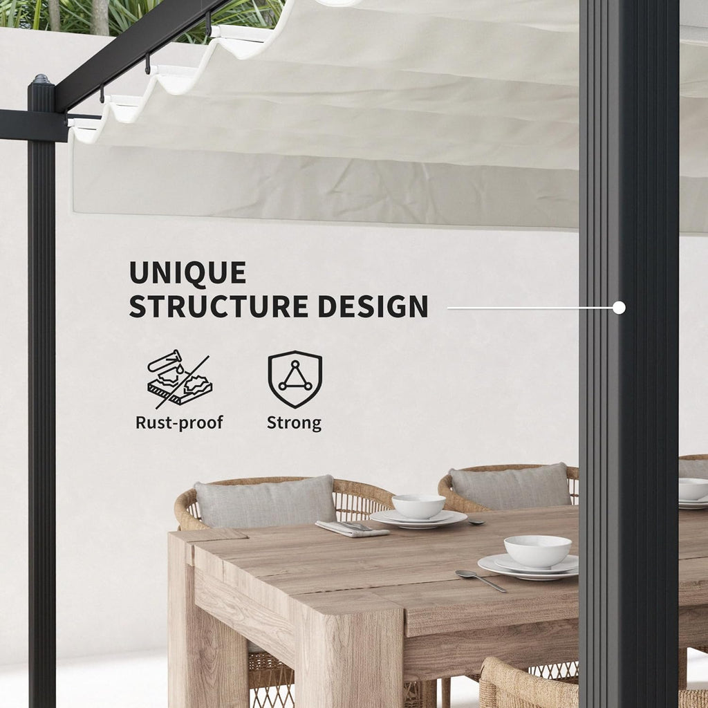 13' x 13' Retractable Pergola Canopy with Stronger Aluminum Frame, Outdoor Pergola Sun Shade Shelter for Garden, Patio