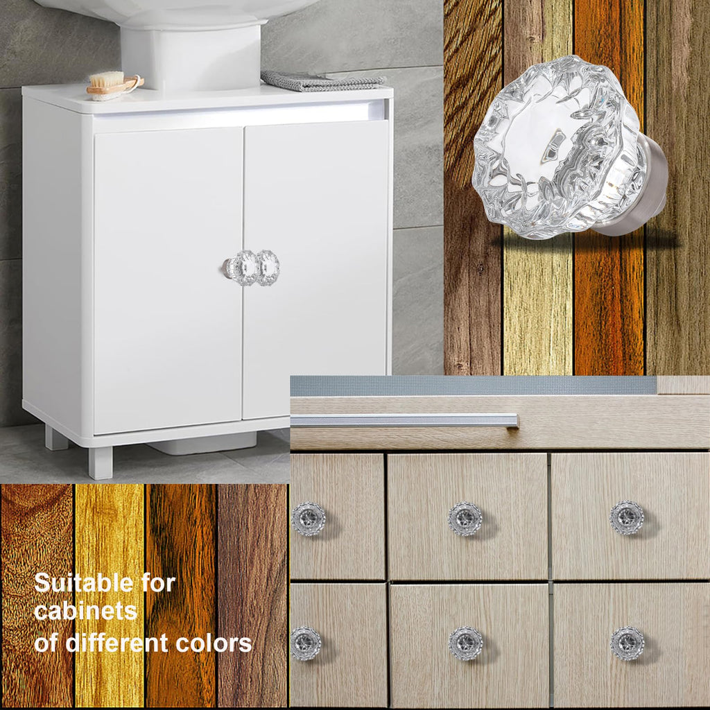 8 Pack Brushed Nickel Crystal Cabinet Knobs for Drawer,1.5 inch