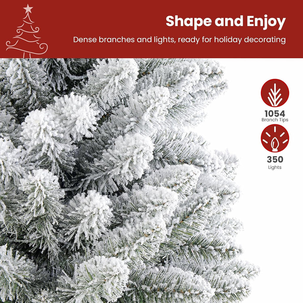 Snow Flocked Spruce Pre-lit Artificial Christmas Tree,White
