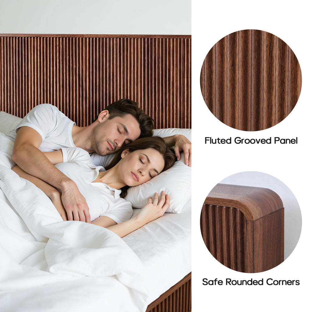 Fluted Headboard King Size, Mid Century Modern King Headboard Only