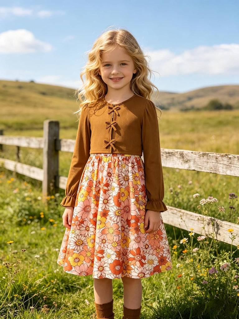 Girls Dress with Cardigan for 2 Piece Outfits