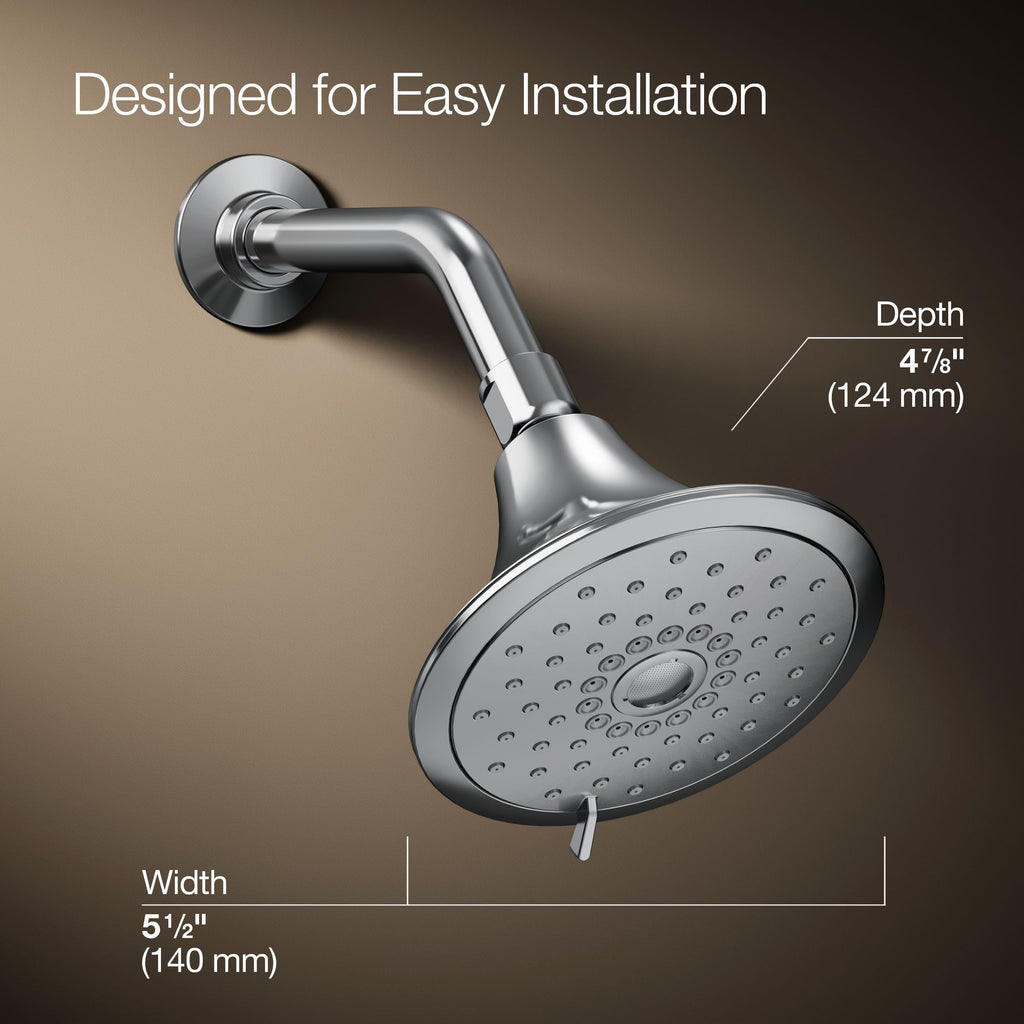22169-G-CP Forté Three-function showerhead, 1.75 GPM, Full Coverage, Pulsating Massage, Silk Spray, Corrosion