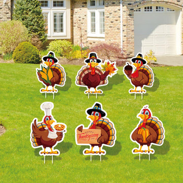Thanksgiving Turkey Yard Signs, Outdoor Decorations for Lawn Garden