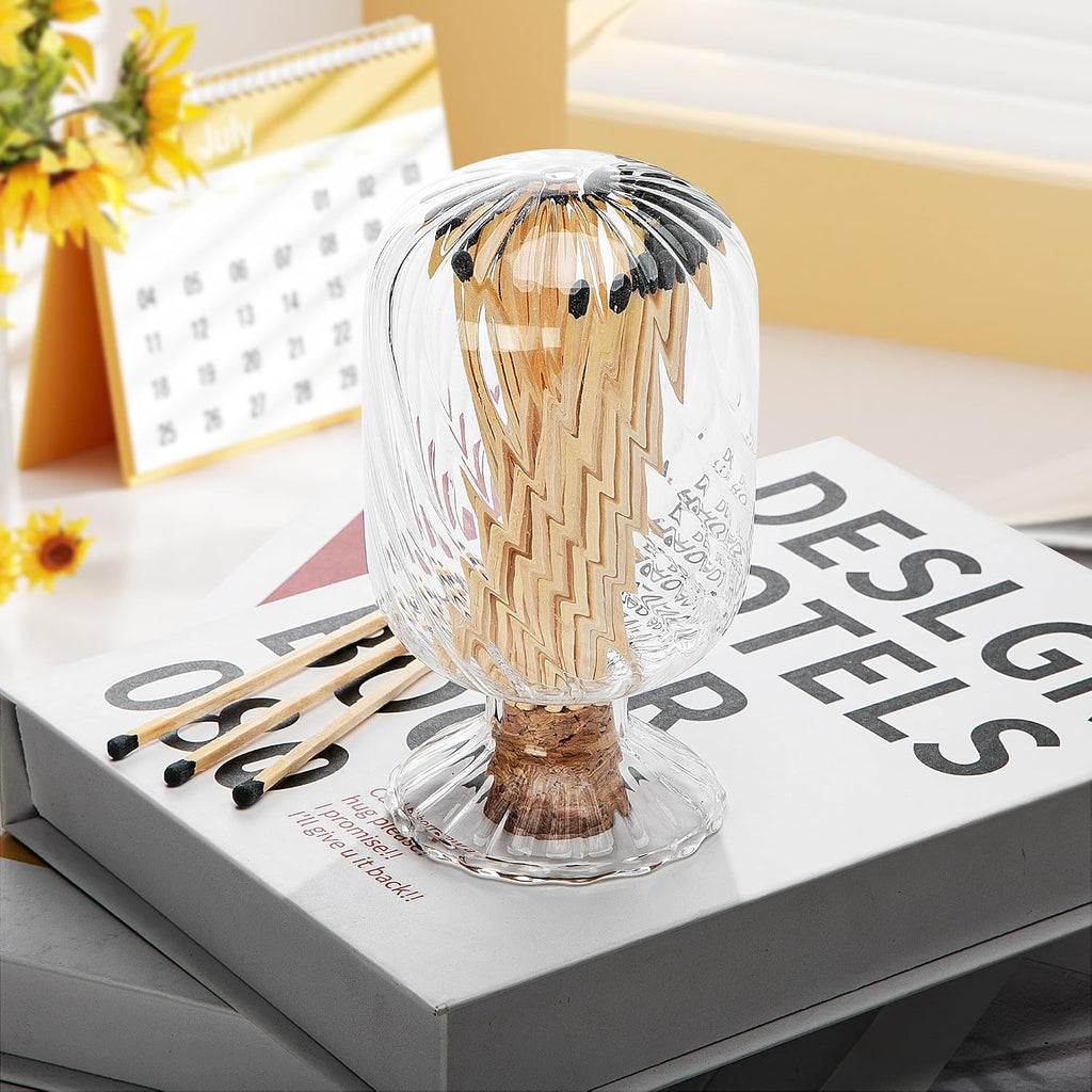 Helix Shaped Match Holder, Glass Matches Cloche for 3.5 Inch