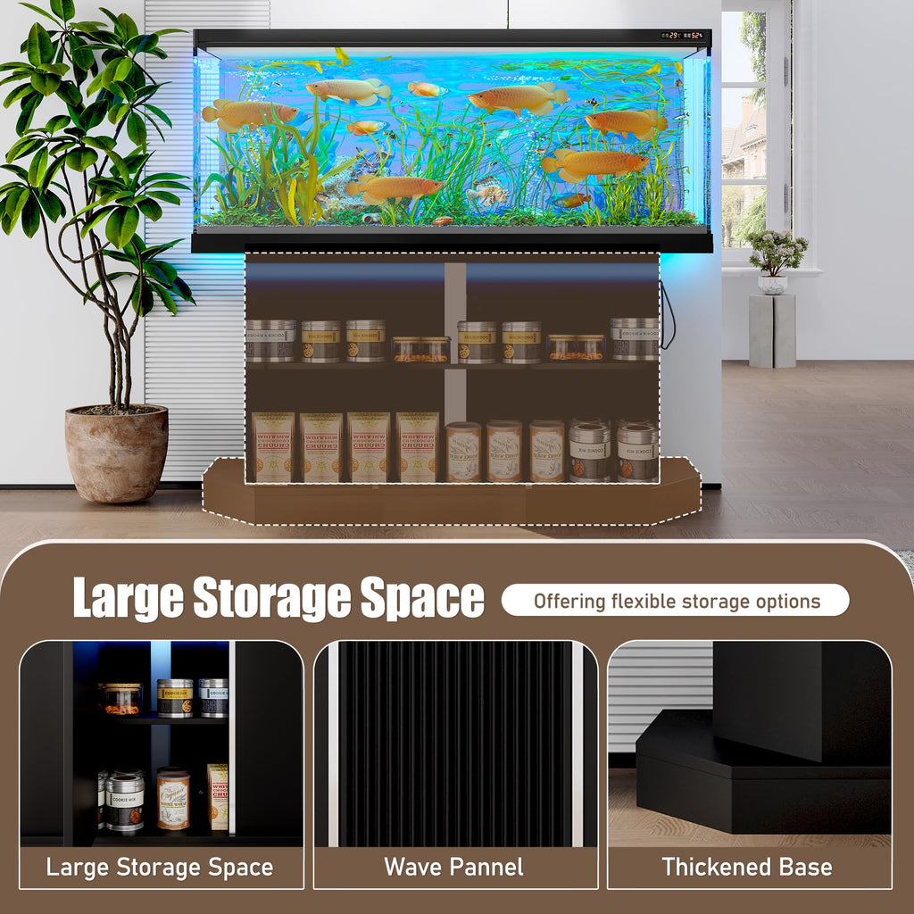 55-75 Gallon Fish Tank Stand - Heavy Duty Aquarium Stand with Storage Cabinet & Power Outlet (4 AC 2 USB Ports)