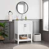 24" Modern Bathroom Vanity with Rectangular Ceramic Sink - Freestanding Vanity Cabinet