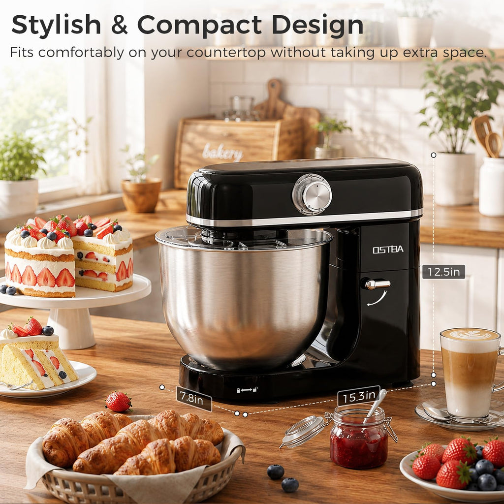 Stand Mixer, 6 Speed Tilt-Head Electric Kitchen Mixer with 6.3QT Bowl