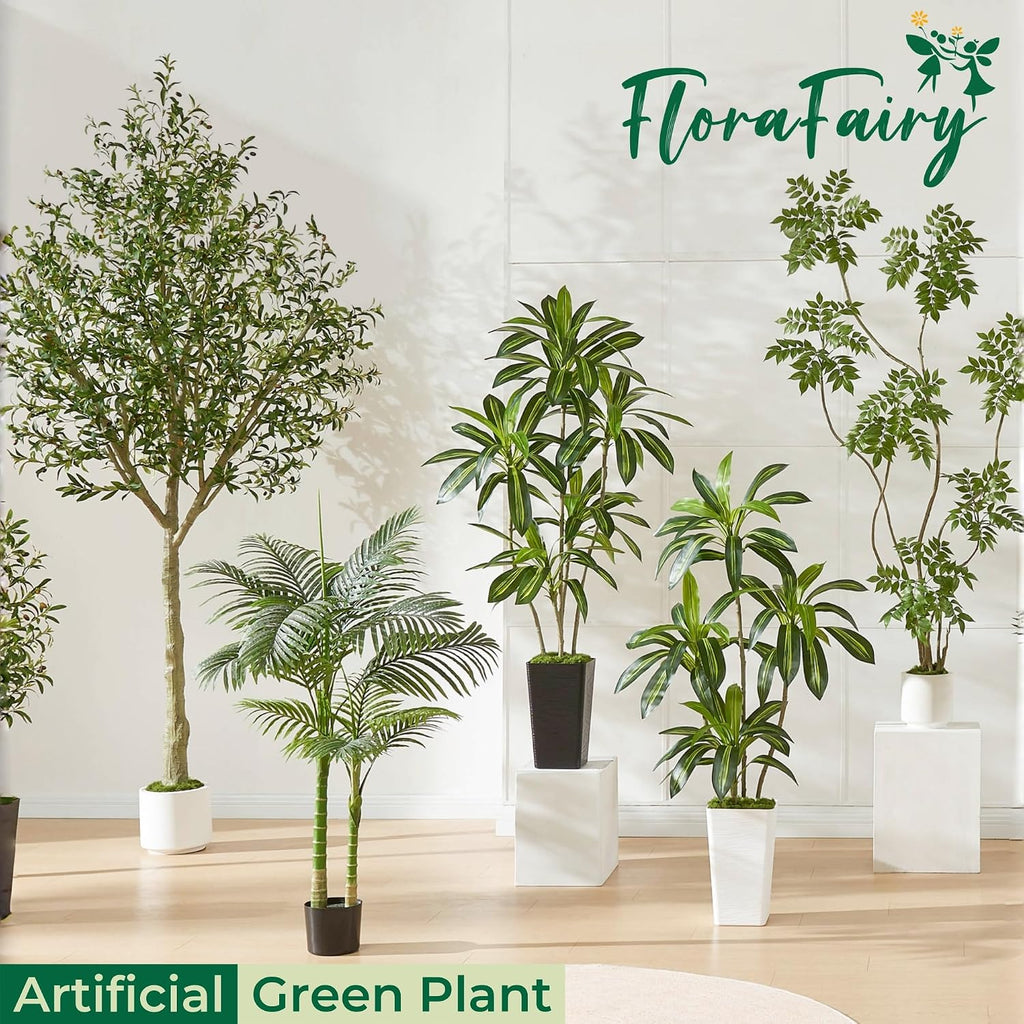 6.5FT Artificial Sumac Tree in White Pot, Indoor Faux Plants
