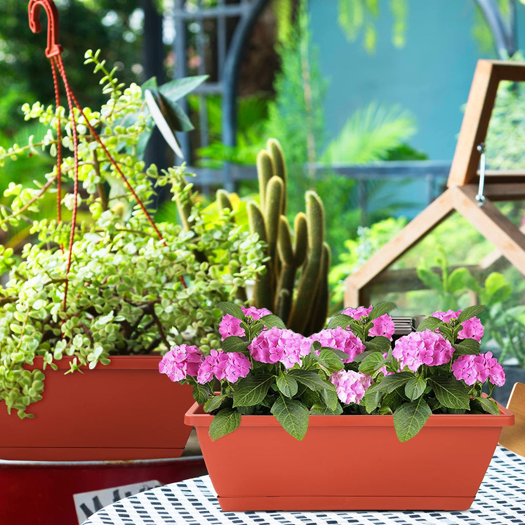 Window Box Planter, 7 Pack Plastic Vegetable Flower Planters Boxes