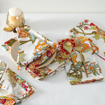 Cotton Cloth Napkins Natural Reusable Fall Dinner Napkins Reusable Machine Washable Fabric for Events, Gift, Home