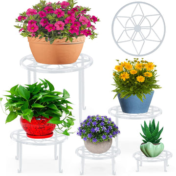 5 Pack Metal Plant Stands for Multiple Plant, Heavy Duty Flower Pot Stands for Outdoor Indoor Plants, Rustproof Iron