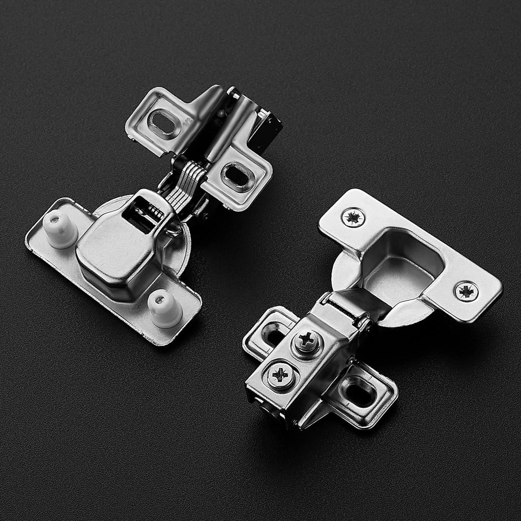 60 Pack 30 Pairs Short Arm Kitchen Cabinet Hinges for 1/2 Inch Overlay Cabinet, Brushed Nickel 105 Degree Opening Angle