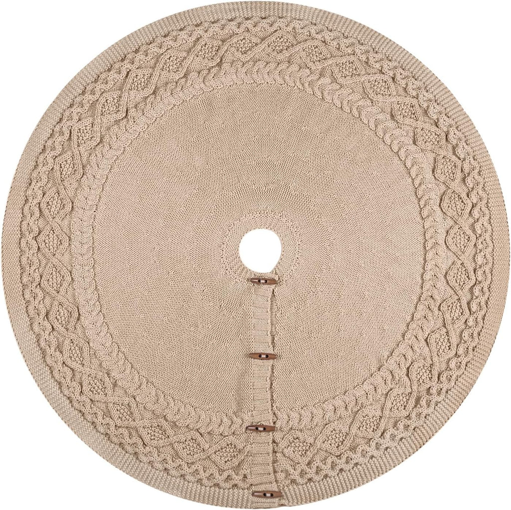 Knit Christmas Tree Skirts, Neutral Tree Skirt, Cozy Christmas Decorations