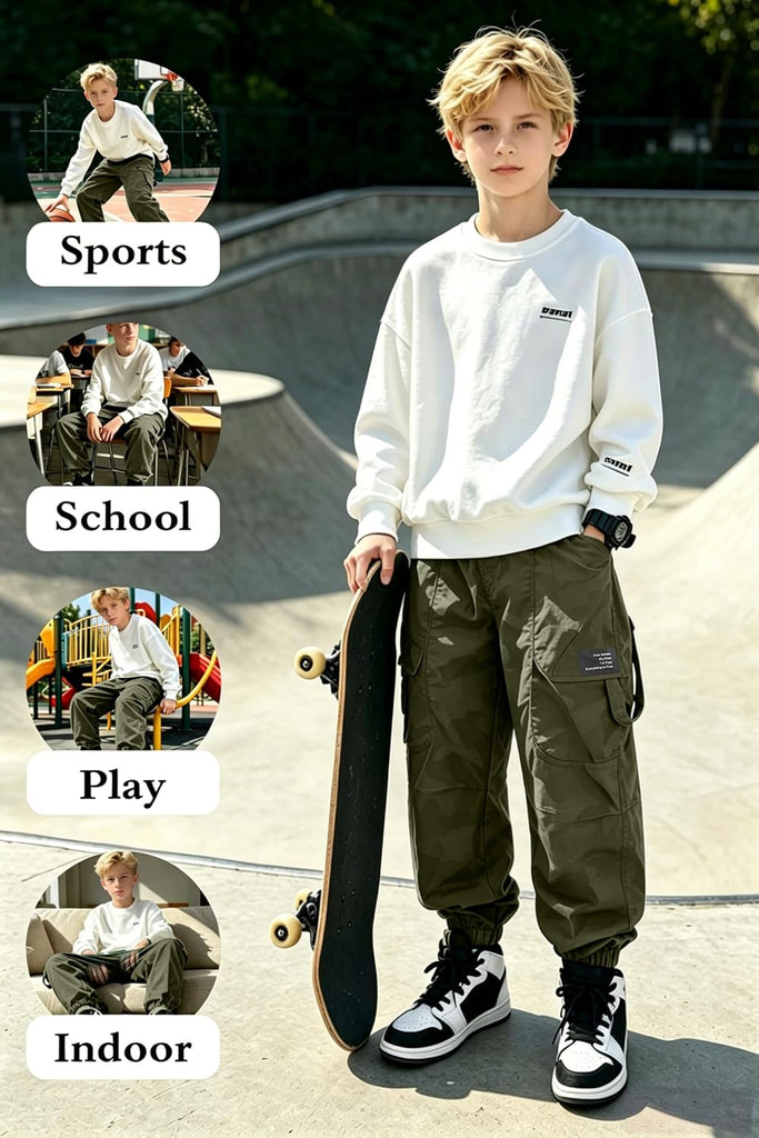 Boys Baggy Cargo Jogger Pants for Kids